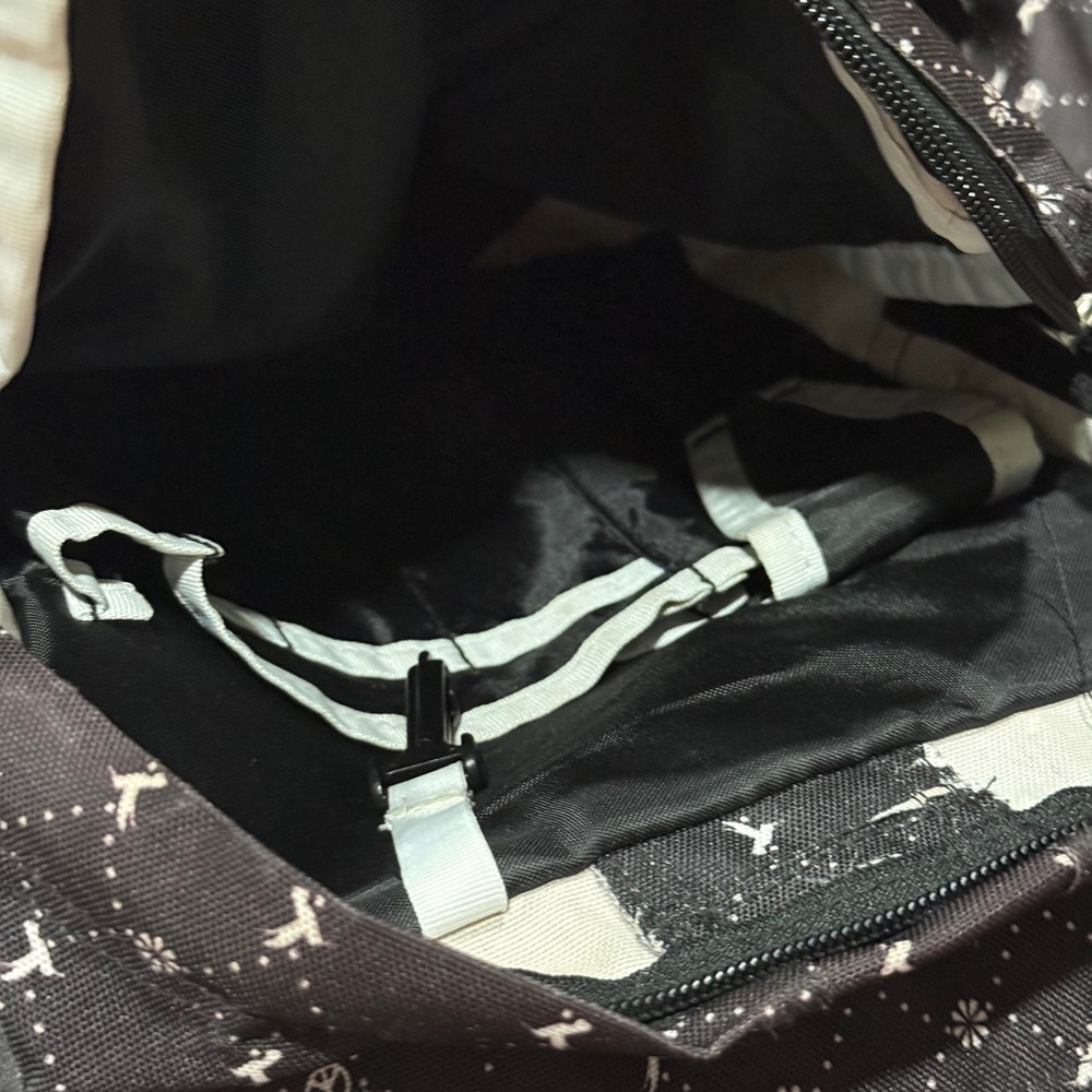 JanSport Big Student Backpack Black Peace Sign Butterfly Print Bookbag Multi-Zip - Picture 6 of 8